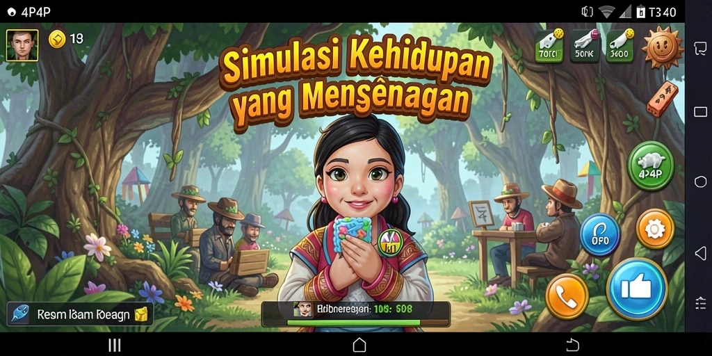 Screenshot game 4P4P menampilkan pengalaman simulasi kehidupan yang seru.