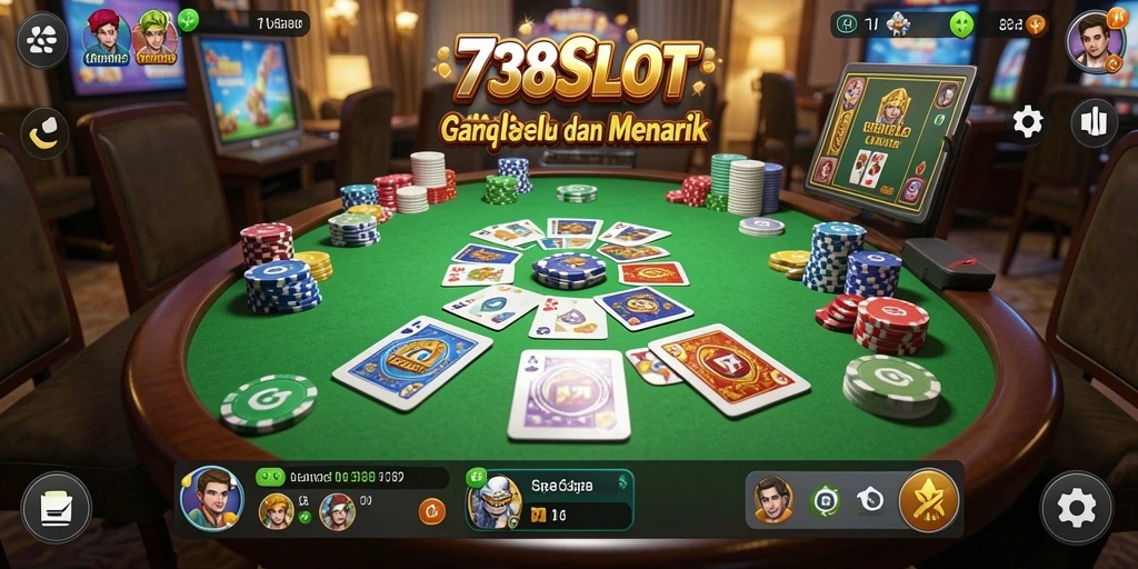 Tampilan gameplay seru dari 738SLOT yang menampilkan permainan Gaple.