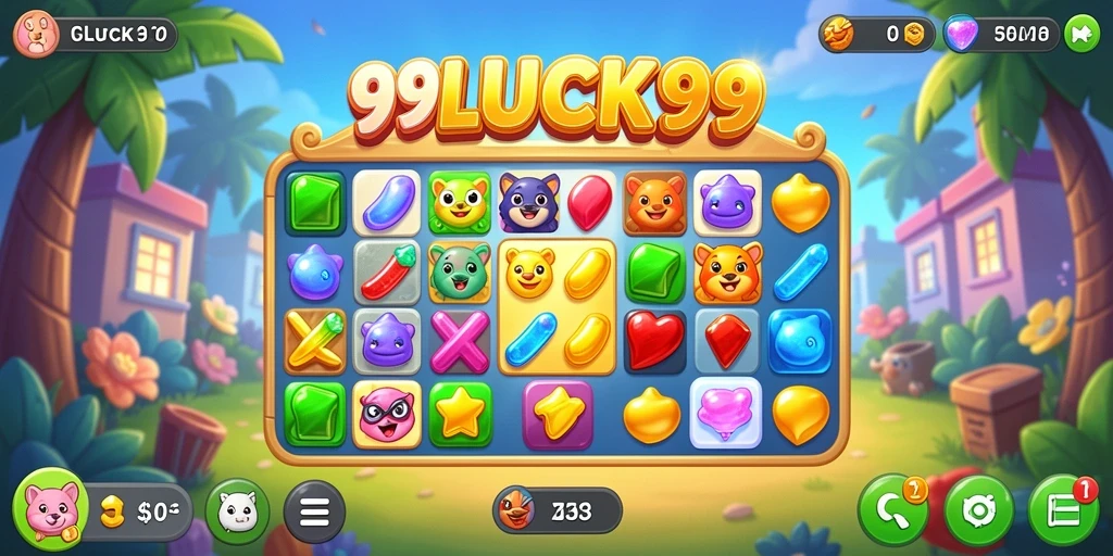 Tampilan gameplay seru dari 99LUCK99 saat mencocokkan item.