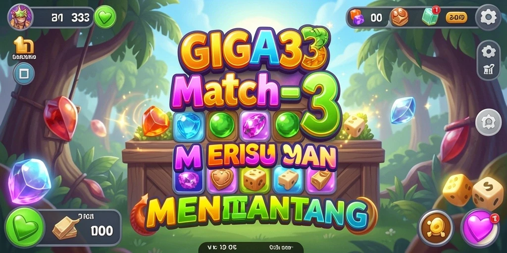 Tangkapan layar GIGA33 menampilkan gameplay Match-3 yang seru.