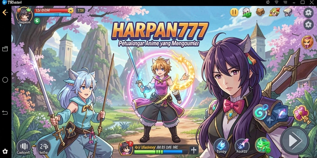Tangkapan layar menampilkan aksi seru di HARAPAN777 dengan karakter Anime.