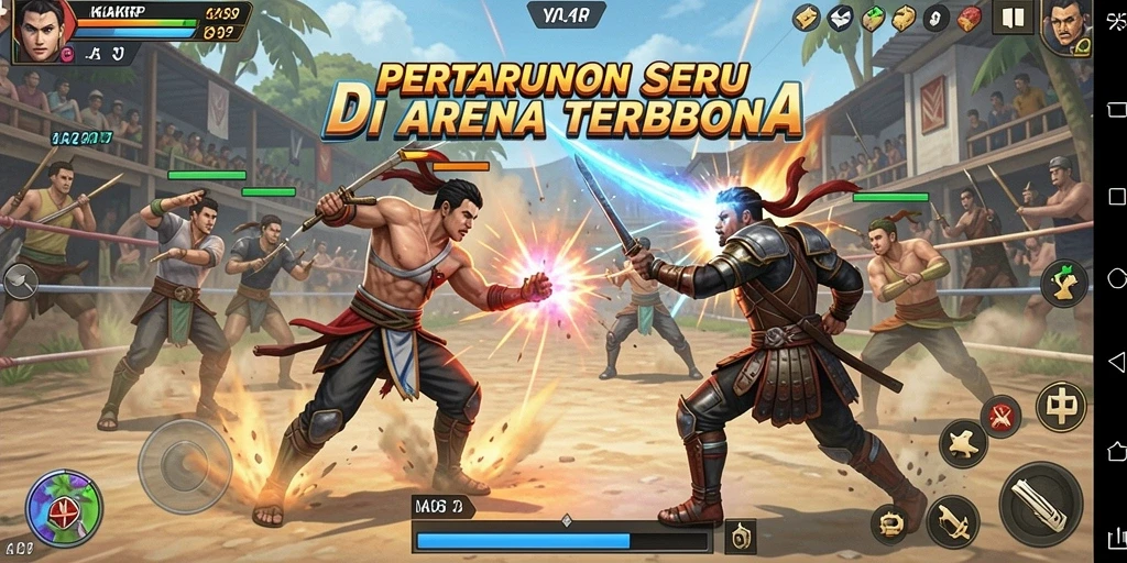 Tangkapan layar utama KAKRP menampilkan duel intens antara dua karakter.