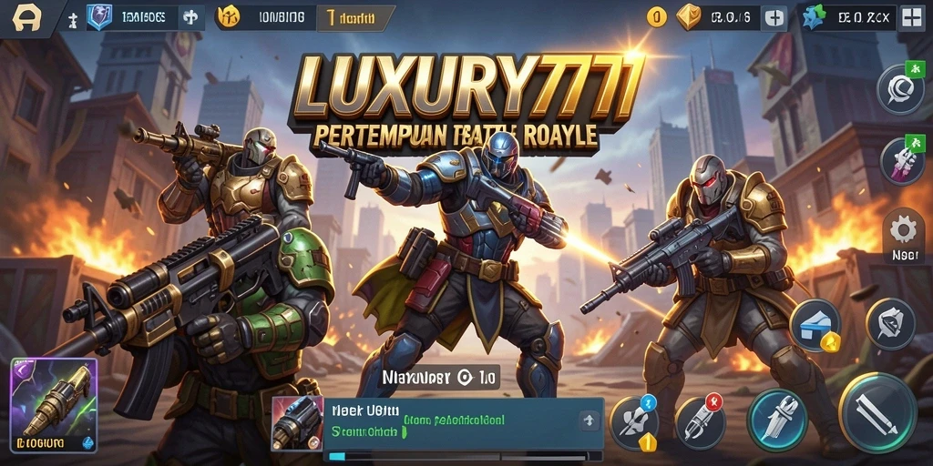 Screenshot permainan LUXURY777 dengan aksi tembak-menembak intens.