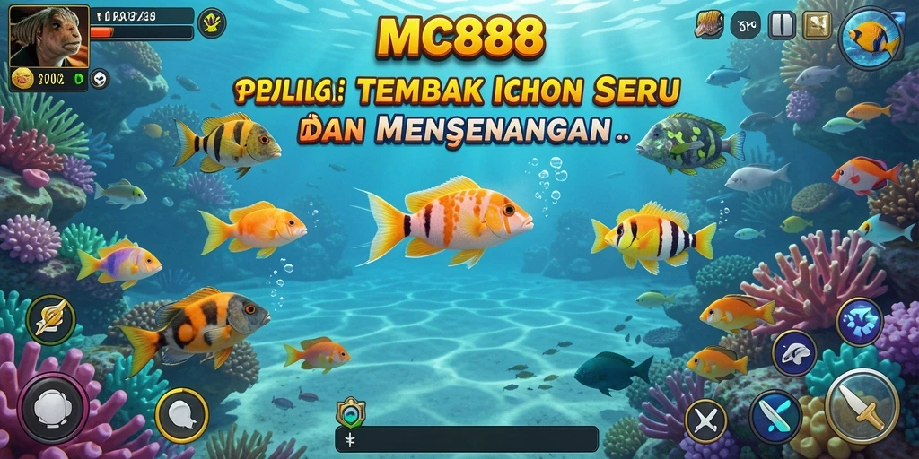Screenshot gameplay MC888 yang menunjukkan aksi tembak ikan yang seru.