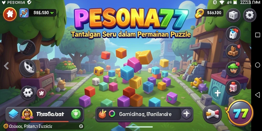 Screenshot utama PESONA77 menampilkan pemain menyelesaikan level Puzzle yang menantang.