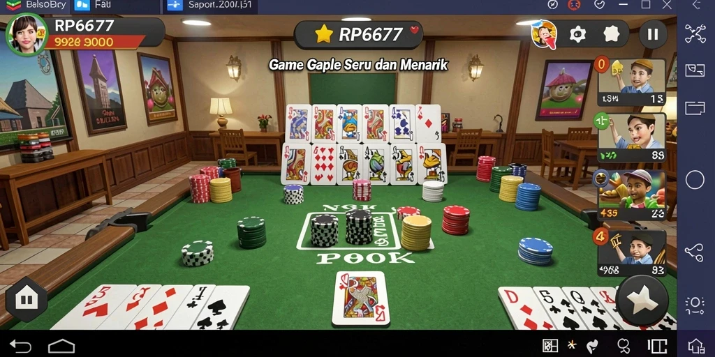 Tampilan gameplay Gaple yang seru dan interaktif di RP6677.