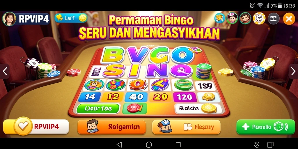 Screenshot gameplay RPVIP4 yang menunjukkan suasana seru permainan Bingo.