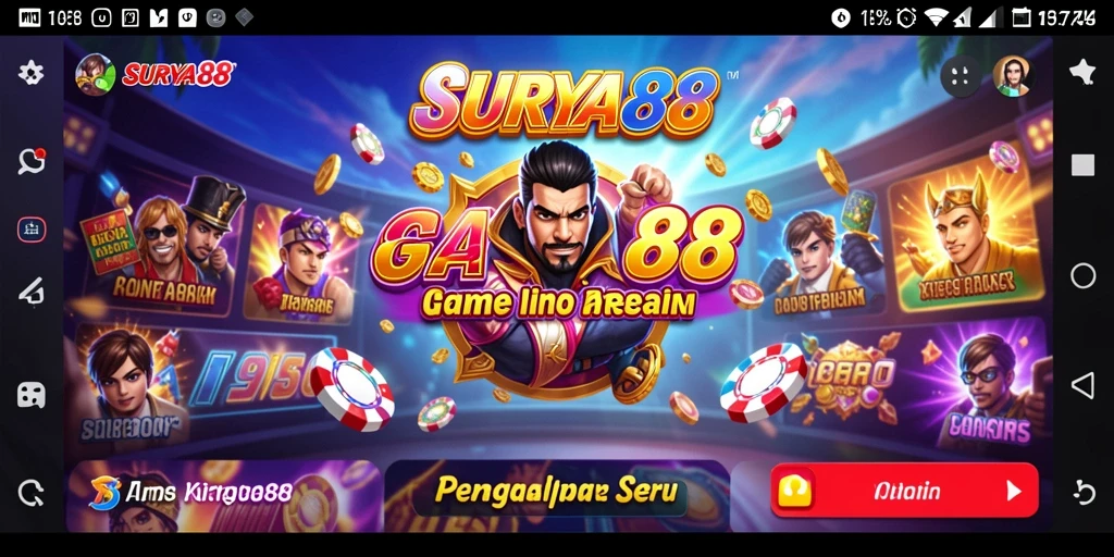 Screenshot gameplay SURYA88 menampilkan suasana kasino yang hidup dan interaktif.