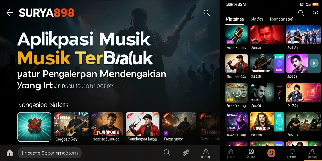 Tampilan antarmuka interaktif SURYA898 saat mendengarkan musik.